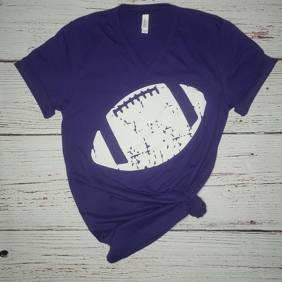 Bella Canvas Tops - Distressed Football Bella Canvas Graphic Tee